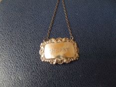 Silver hall marked decanter label