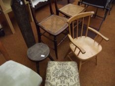 Tripod chair, child's chair and a footstool.