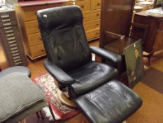 Leather chair with matching footstool