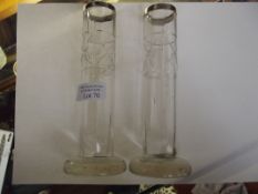 Pair of silver rimmed stem vases