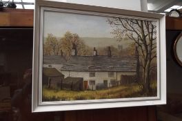 Brian Barlow oil on board, cottage scene