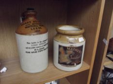 Stoneware bottle together with Mathers advertising