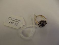 9ct gold ring with sapphire and diamonds