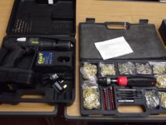 Cordless drill together with screwdriver and other
