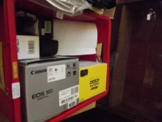 Box of cameras and equipment