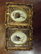 Pair of miniature gilt framed Christine Silver sil