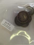 6 silver coins to include a Victorian half crown