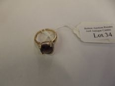 9ct gold ring with large smoky quartz stone