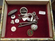Collection of rail badges and British Rail keys