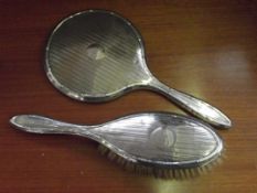 Silver brush and mirror set