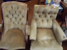 Two wood framed Victorian chairs