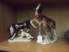 2 Dutch ceramic horses