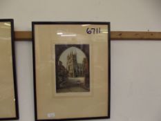 Old framed print, signed in pencil