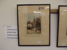 Old framed print, signed in pencil