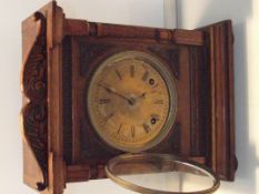 Late 19th century German oak cased mantel clock by