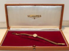 Longines 9ct gold ladies wristwatch manual wind 9c