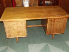 Retro twin pedestal writing desk by Morris of Glas