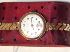 Ladies Bruen grand prix 9ct gold cased wristwatch
