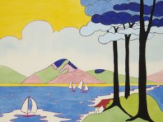 Michael Slaney watercolour in the Clarice cliff st