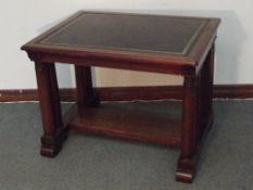 Victorian mahogany writing desk, rectangular top with black tooled leather supported by eight
