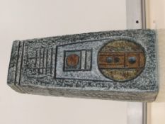 Troika coffin vase textured blue ground by Avril B