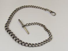 Silver graduating Albert chain with T bar and dog