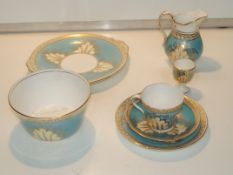 39 piece Victorian tea service in turquoise ground