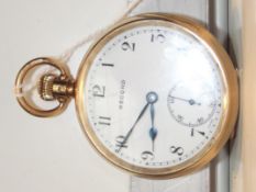 Record 9ct gold cased pocket watch currently ticki