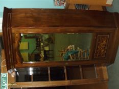 Large Edwardian mahogany corner wardrobe, marquetry inlaid with bevelled mirror to door, height
