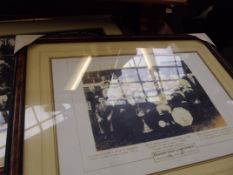 Three framed Manchester United prints depicting Bu