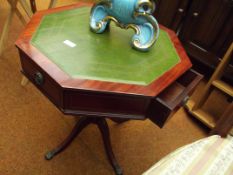 Regency style octagonal side table with leather in