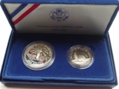 2x cased Silver United states liberty coins, one d