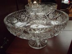 Pair of large cut crystal fruit bowls