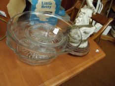Large glass tazza and bowl