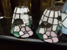 Pair of leaded glass lamp shades