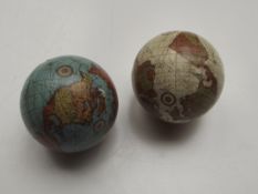 2x Old small globes