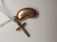 9ct gold cross pendant together with a 9ct gold be