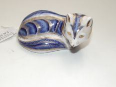 Crown Derby cat with silver stopper