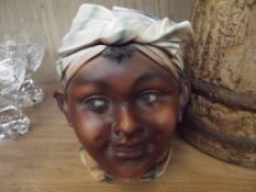 Ceramic Blackamoor tobacco box