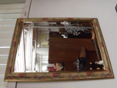 Framed mirror with etched decoration