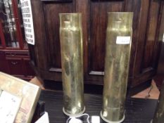 Pair of Great War trench art vases