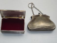 Silver plated purse with a plated trinket box