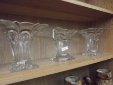 Three 1930's glass vases (one a/f)