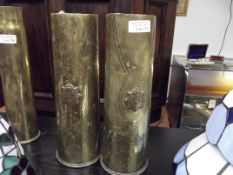Pair of Great War trench art vases