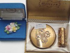 Compact set and a Royal Albert Brooch