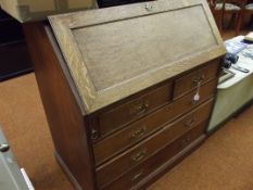19th century country oak bureau