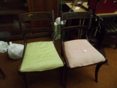 Pair of inlaid bar back chairs