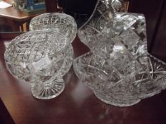 Royal Doulton flower basket together with a cut gl