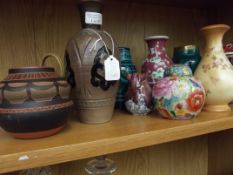 Various studio pottery to include an Imari lidded