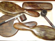 Faux tortoiseshell dressing table set together wit